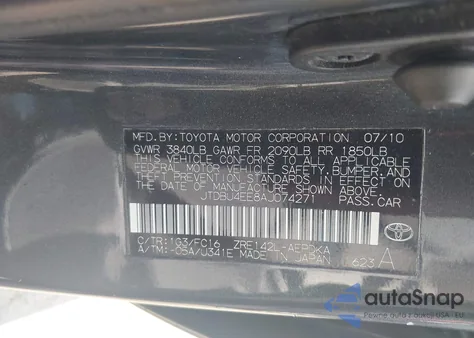 2010 Toyota Corolla Le из США, поврежденный, VIN JTDBU4EE8AJ074271